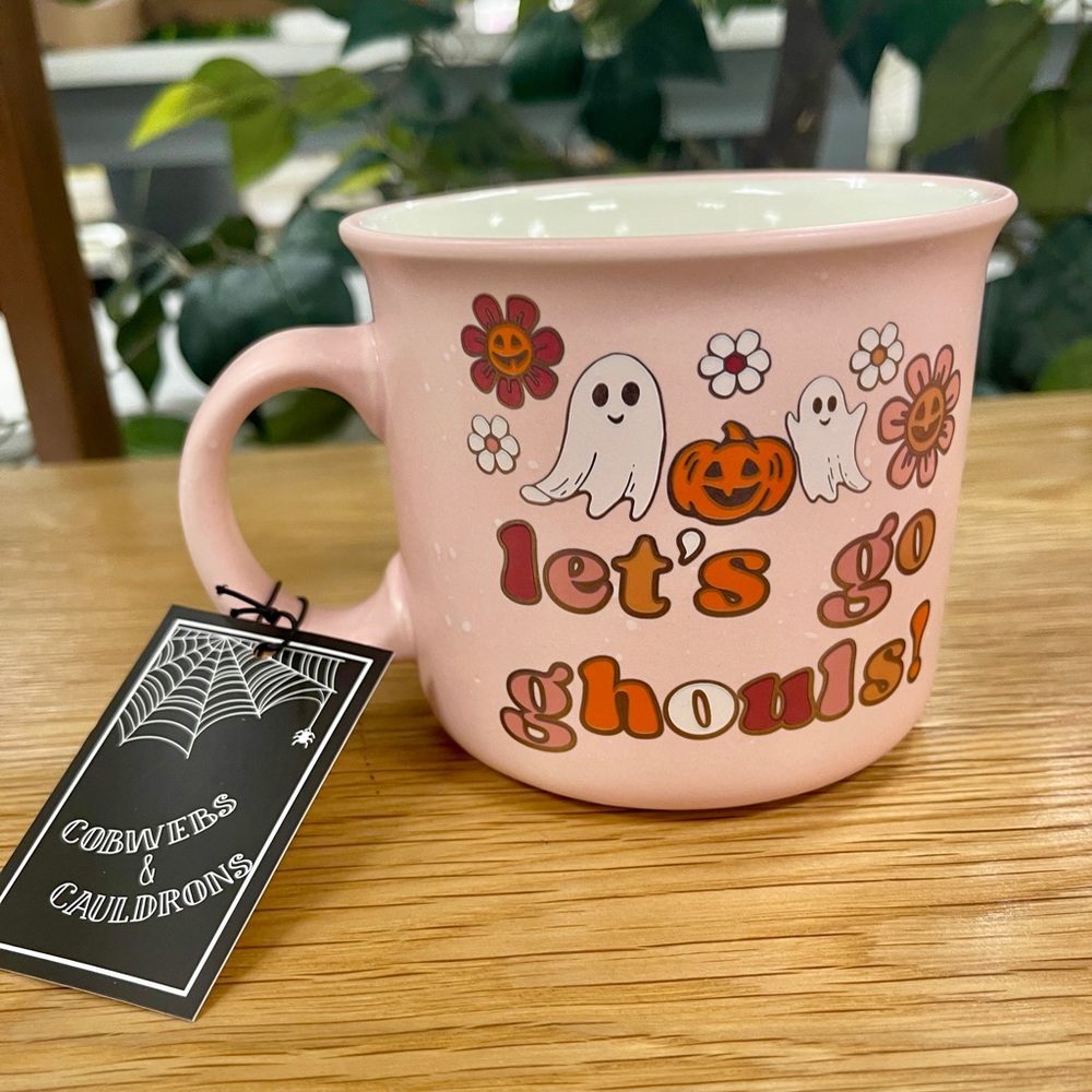 Halloween Pink Cowgirl Ghost 🩷👻 Let’s Go Ghouls Ceramic Coffee Mug NWT